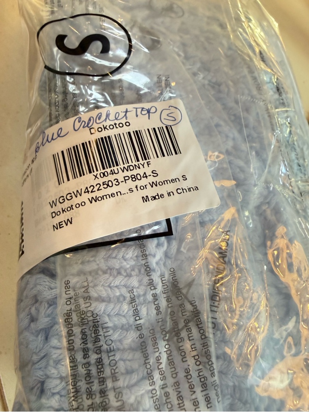 NWT Blue Crochet Cover-Up Top-S - Picture 17 of 17